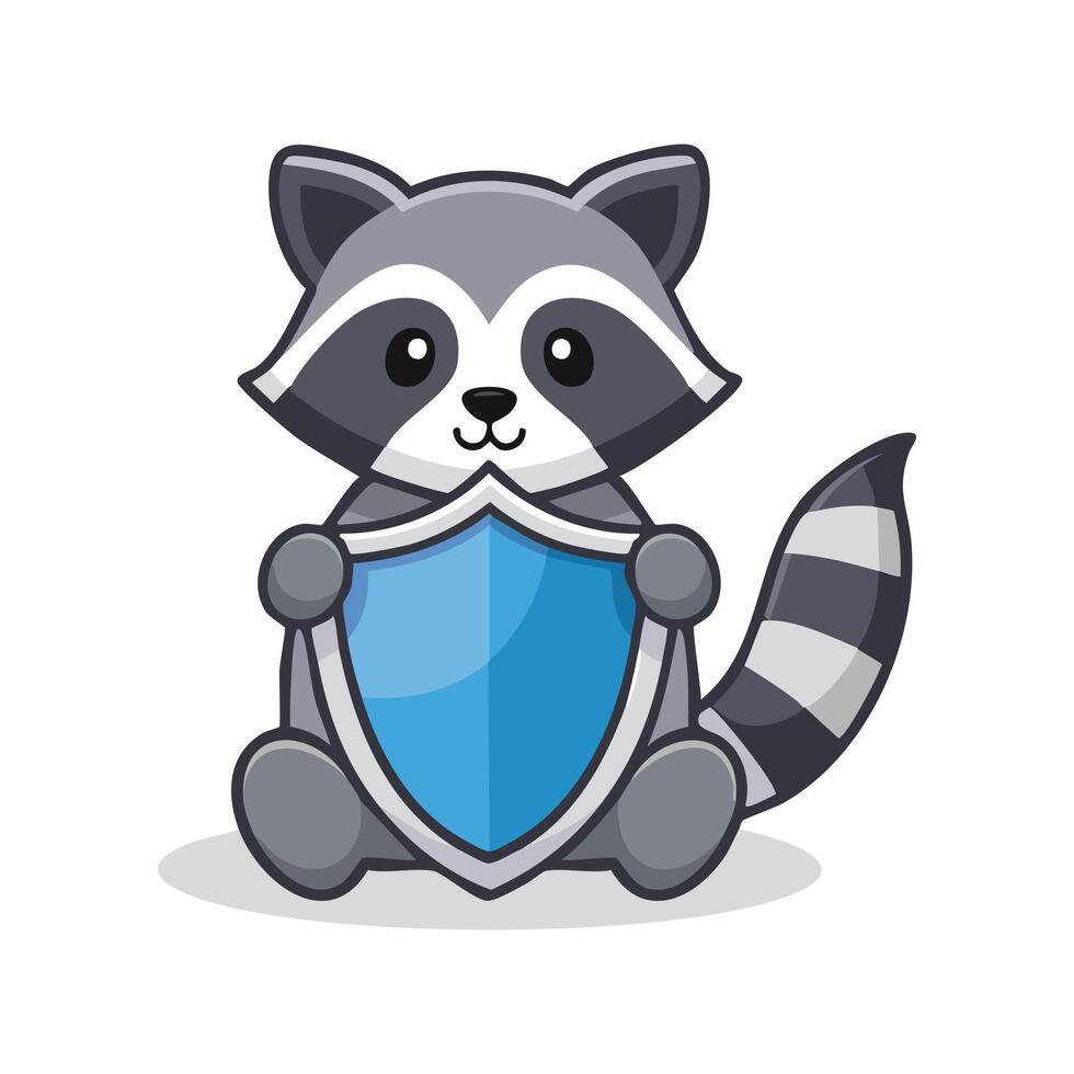 Cute Raccoon with Shield vector