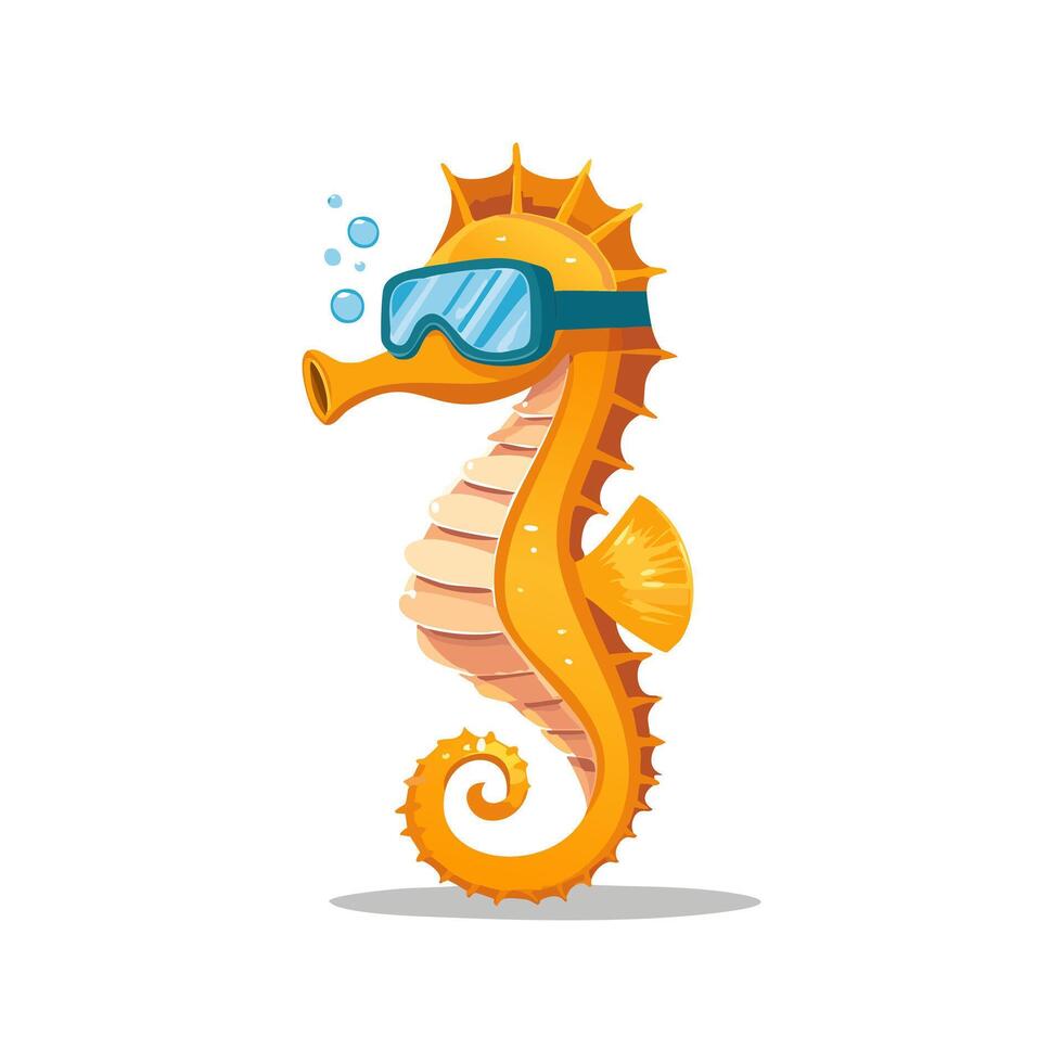 Cute Seahorse with Goggles vector