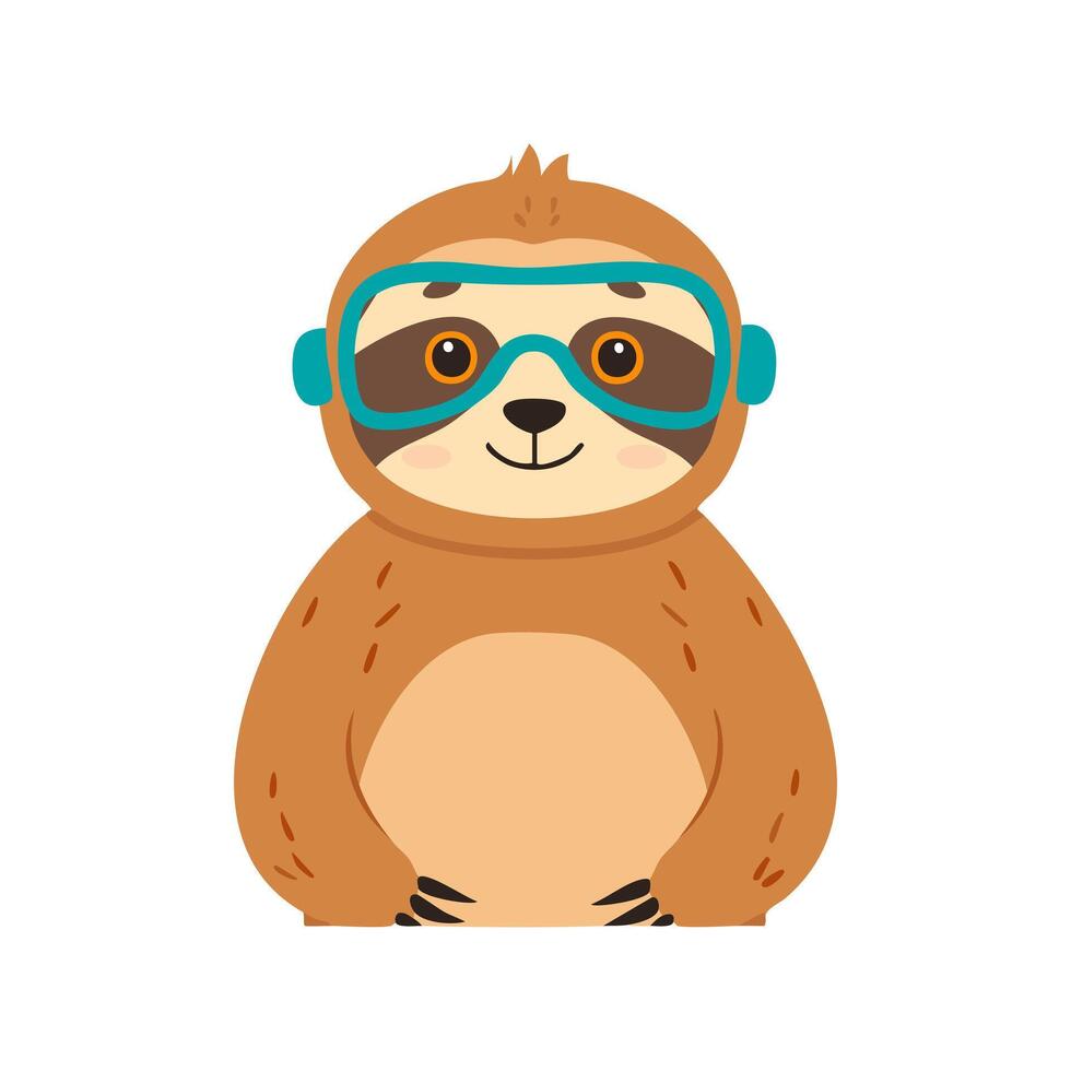 Cute Sloth with Goggles vector