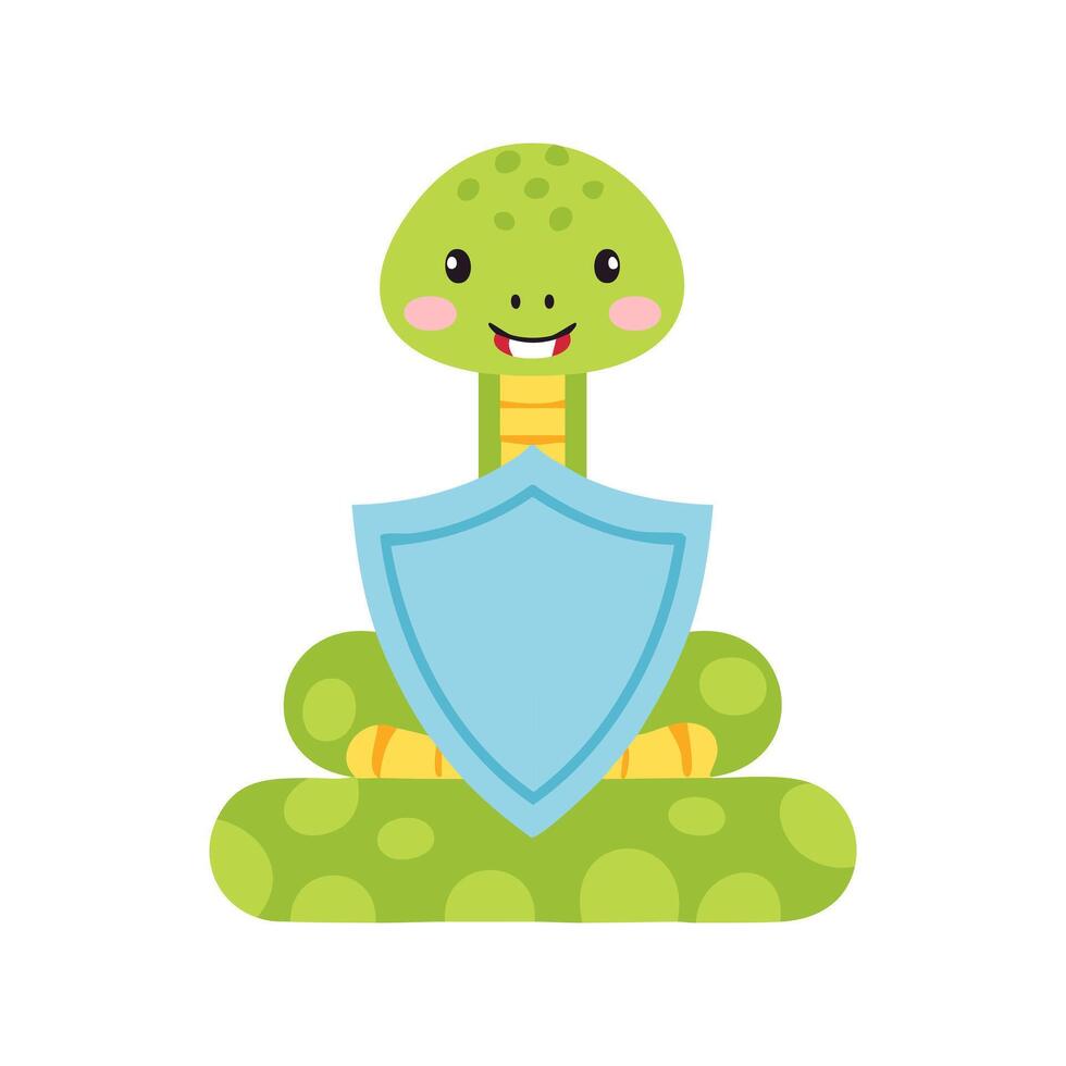 Cute Snake with Shield vector