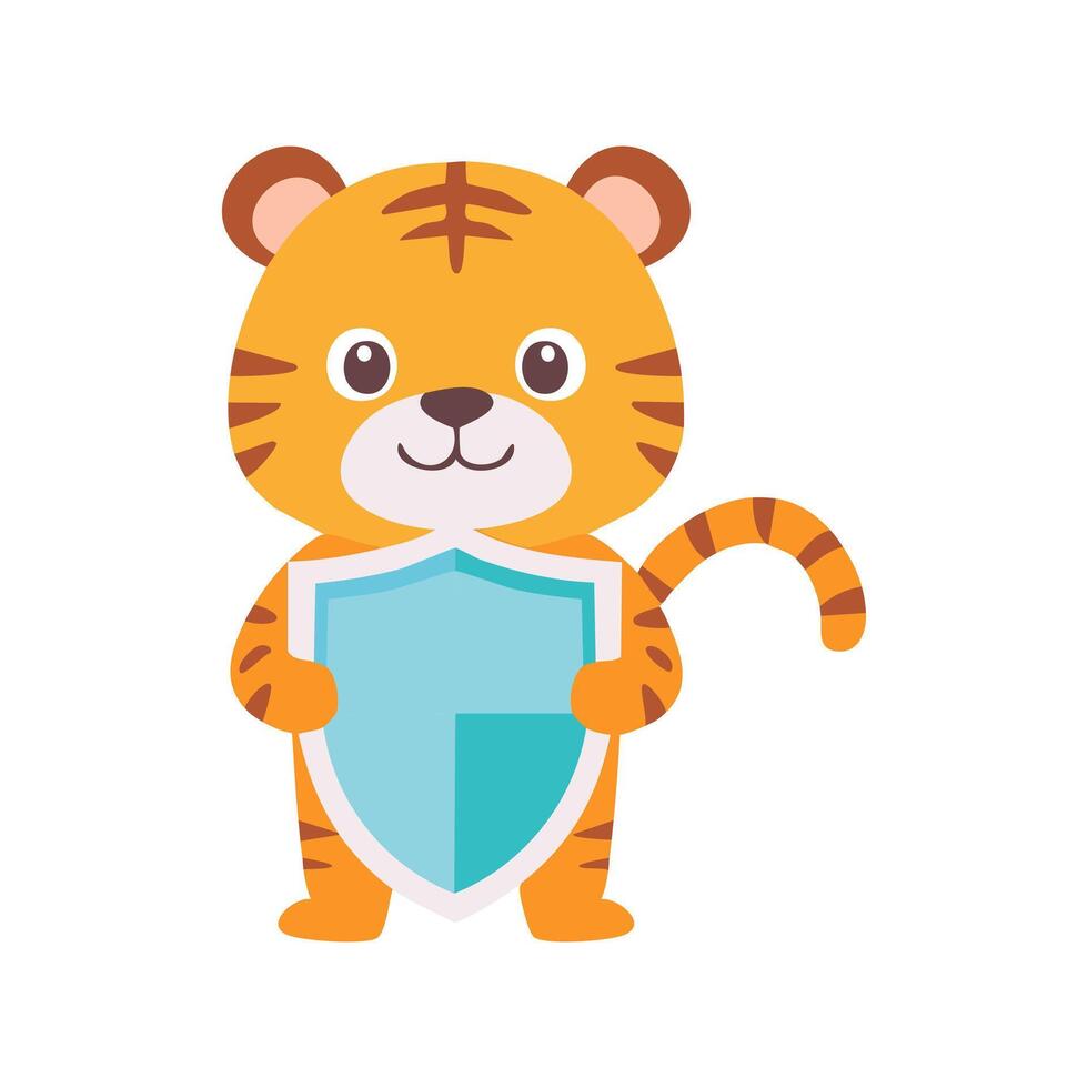 Cute Tiger with Shield vector