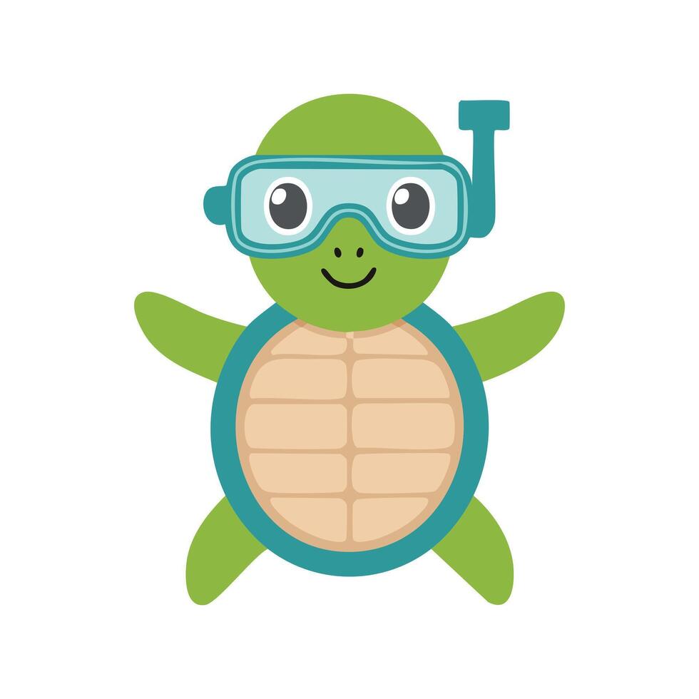 Cute Turtle with Goggles vector