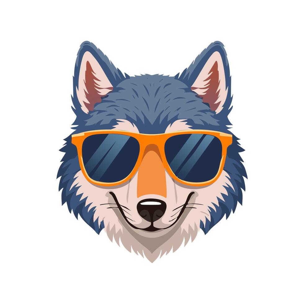 Cute Wolf with Sunglasses vector