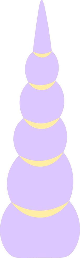 Minimalist illustration featuring a purple seashell set against a clean white background adorned with soft yellow stripes, perfect for enhancing summer themed projects and designs vector