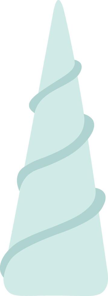 Simple illustration of a light green twisted unicorn horn standing on a white background, representing magic, fantasy, and fairytale concepts vector