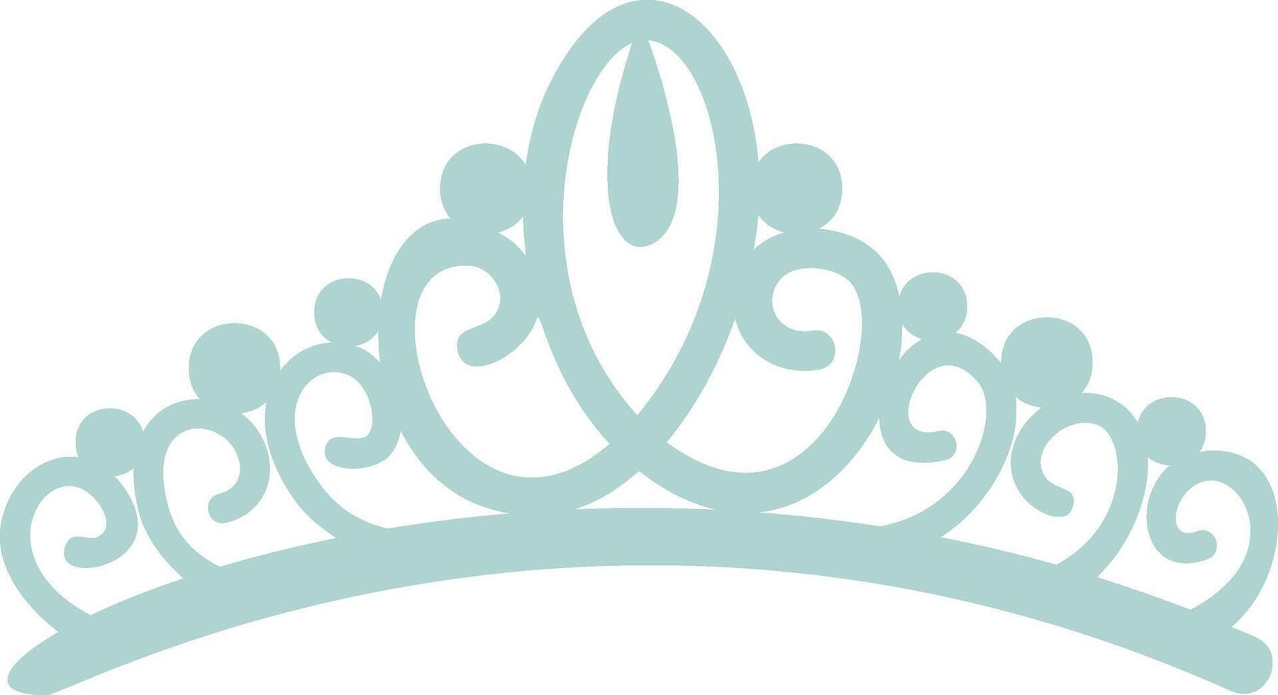 Light blue tiara with swirls and dots is isolated on a white background, symbolizing royalty, luxury, and princess themes, perfect for elegant and feminine designs vector
