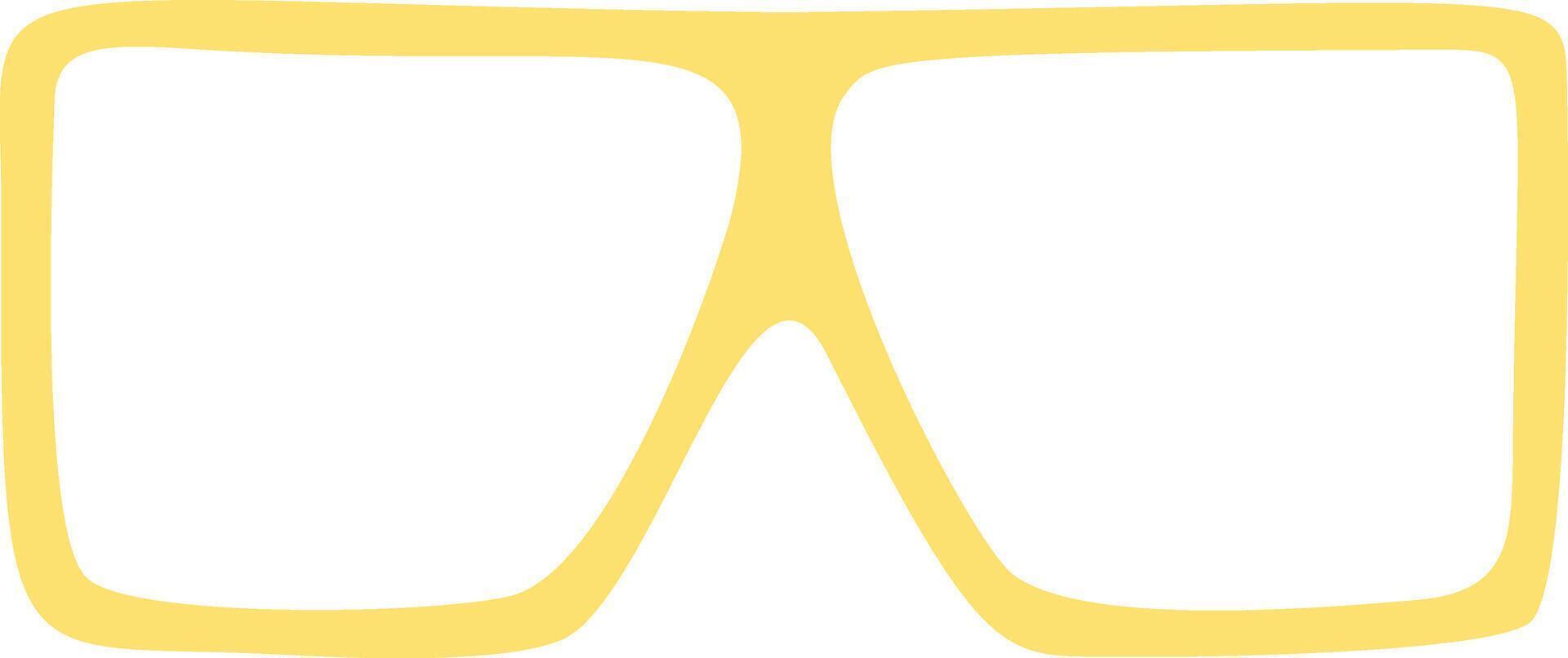 Stylish yellow sunglasses with a thick frame and transparent lenses represent a trendy summer fashion accessory, adding a touch of coolness and protecting eyes from the sun vector
