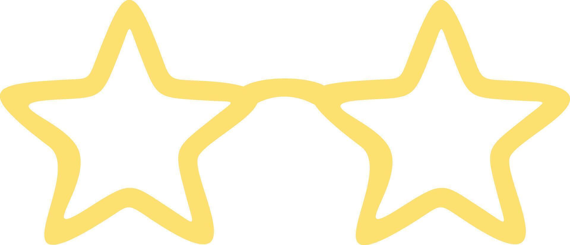 Hand drawn illustration of yellow star shaped glasses symbolizing fame, stardom, and the pursuit of recognition in the entertainment industry vector
