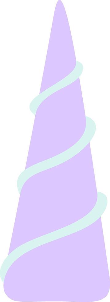 Featuring a magical purple unicorn horn adorned with light blue stripes spiraling around, capturing the essence of fantasy, fairy tales, and mythical creatures in a whimsical design vector