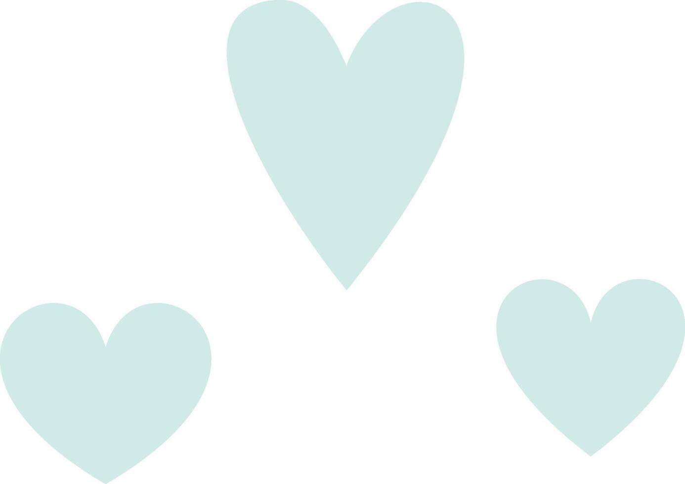 Minimalist image representing love, affection, Valentine's Day, wedding or other romantic events, with three pastel light green hearts floating on a white background vector