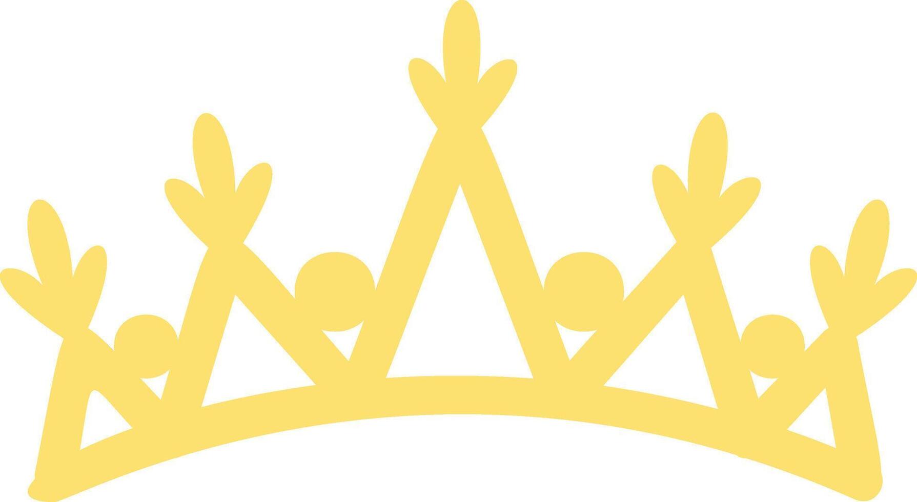 Elegant yellow crown featuring triangular shapes and circular decorations, embodying royalty, power, and authority for various design projects in monarchy and celebration vector