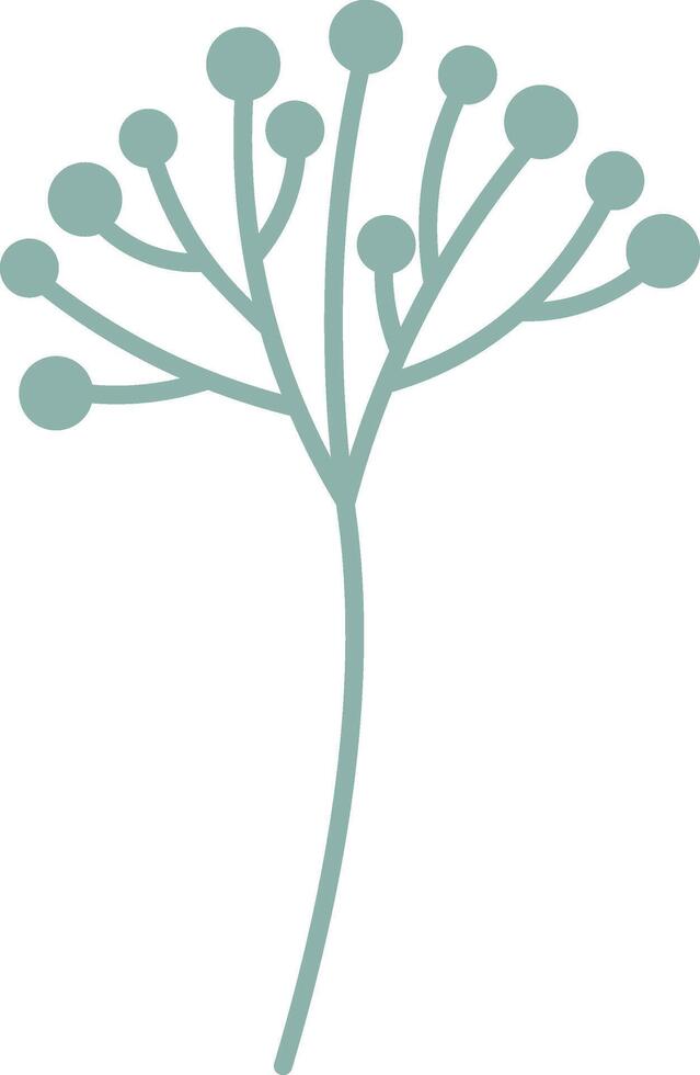 Simple stylized drawing of a plant with round berries growing upward, isolated on a white background, representing nature, growth, and simplicity vector