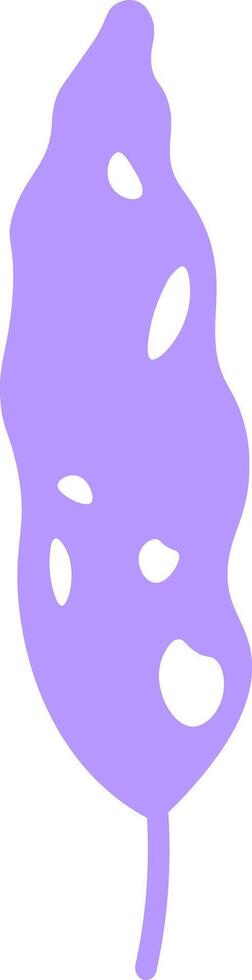 Simple purple pastel leaf with irregular white spots and wavy edges suggesting natural imperfections, conveying a sense of organic beauty and individuality, perfect for nature inspired designs vector
