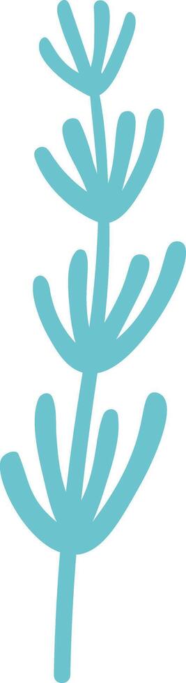 Light blue decorative plant growing upwards with rounded leaves, simple cartoon style drawing, isolated illustration on white background vector