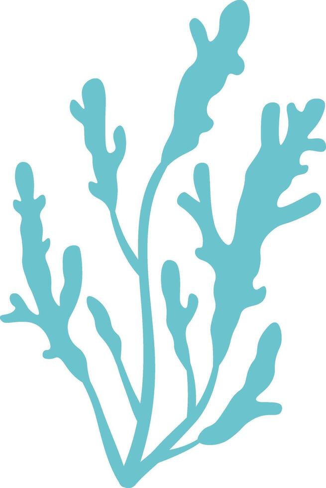 Light blue seaweed with numerous branches flourishing against a white background, creating a perfect element for marine themed designs and projects that celebrate oceanic beauty vector