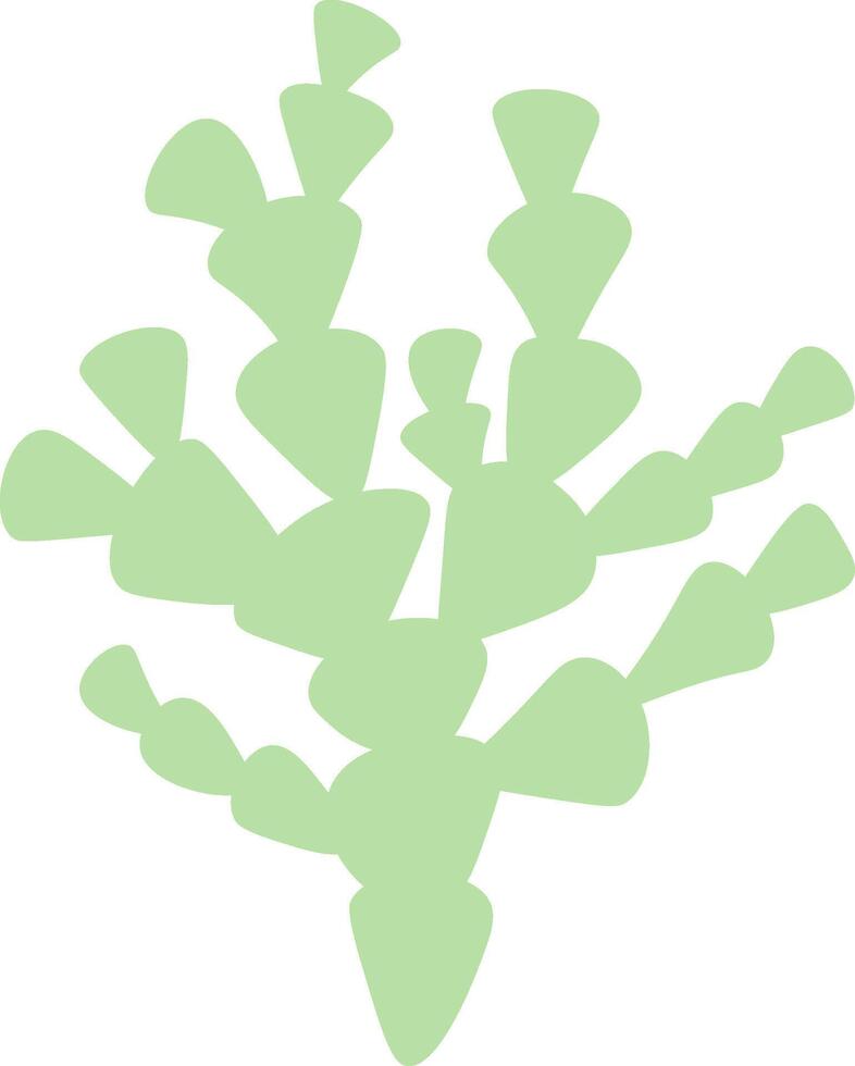 Stylized seaweed featuring light green leaves flourishes against a pure white background, creating a design that embodies simplicity and elegance while reflecting natural beauty vector