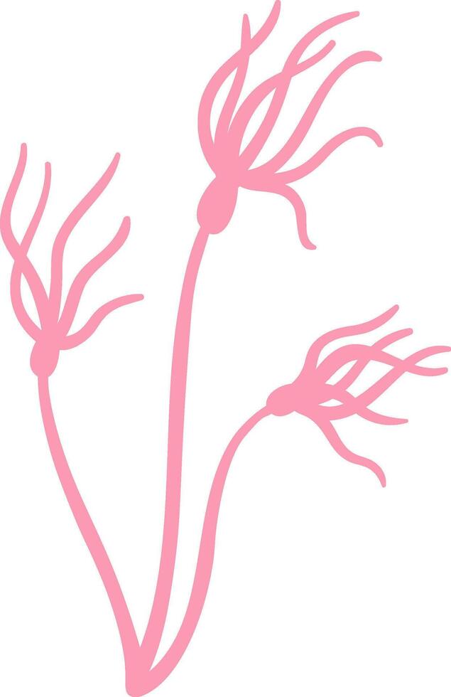 Firing pink neurons connecting to form a complex network against a clean white background, creating a striking minimalist illustration of the nervous system vector