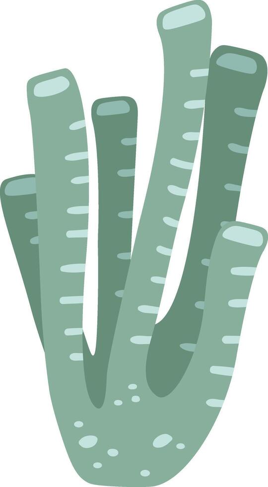 Growing underwater, vibrant green seaweed features light green stripes and long stems, representing the rich biodiversity and intricate life of the ocean's ecosystem vector