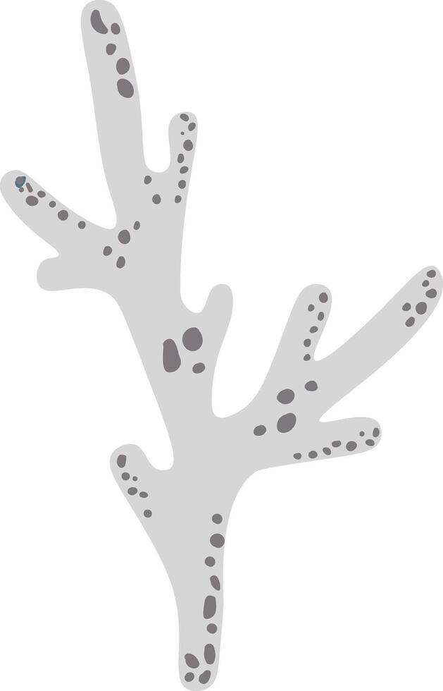 Flat illustration of a light grey lichen with dark grey spots growing on a white background, perfect for nature and biology projects vector