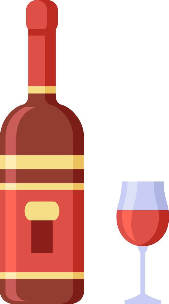 Red wine bottle with elegant label next to a glass with red wine inside, representing italian lifestyle and culture of good drinking and good food vector