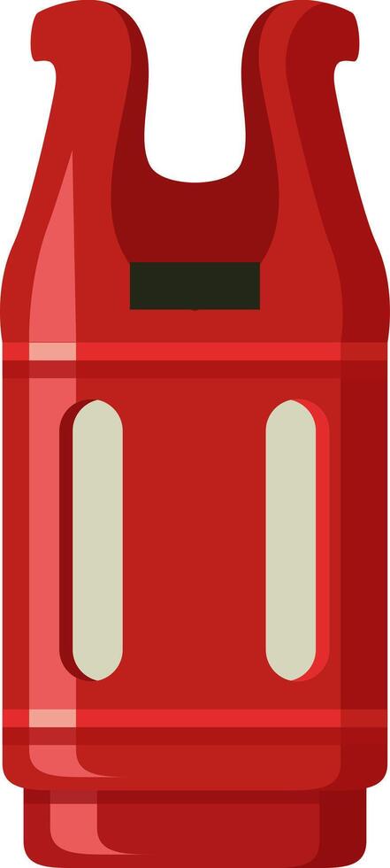 Red camping gas cylinder providing portable fuel for outdoor cooking and heating, featuring a handle for easy transport and safe handling during trips vector