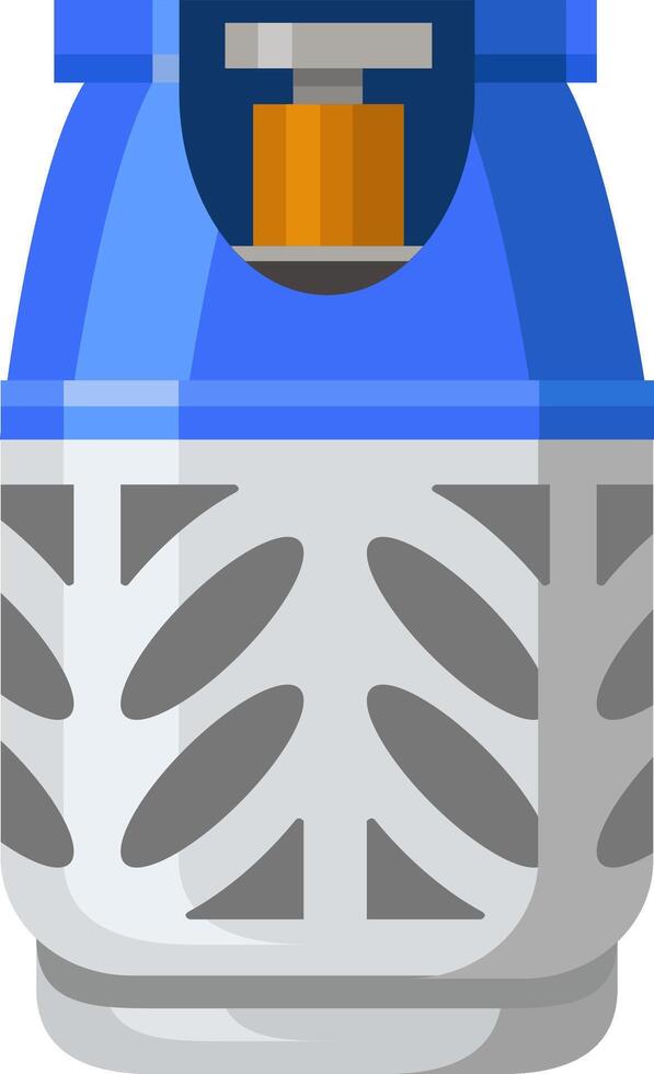 Camping gas cylinder featuring a valve and pressure regulator, providing a portable energy source for cooking, heating, and lighting during outdoor adventures vector