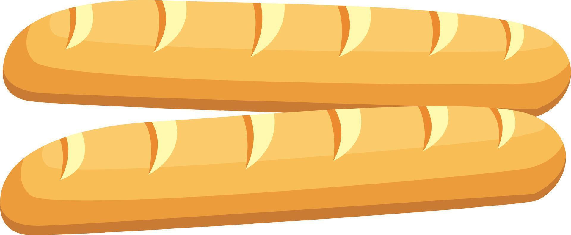 Two freshly baked golden baguettes resting on a clean white background, highlighting their crisp texture and releasing an inviting aroma that entices the senses vector
