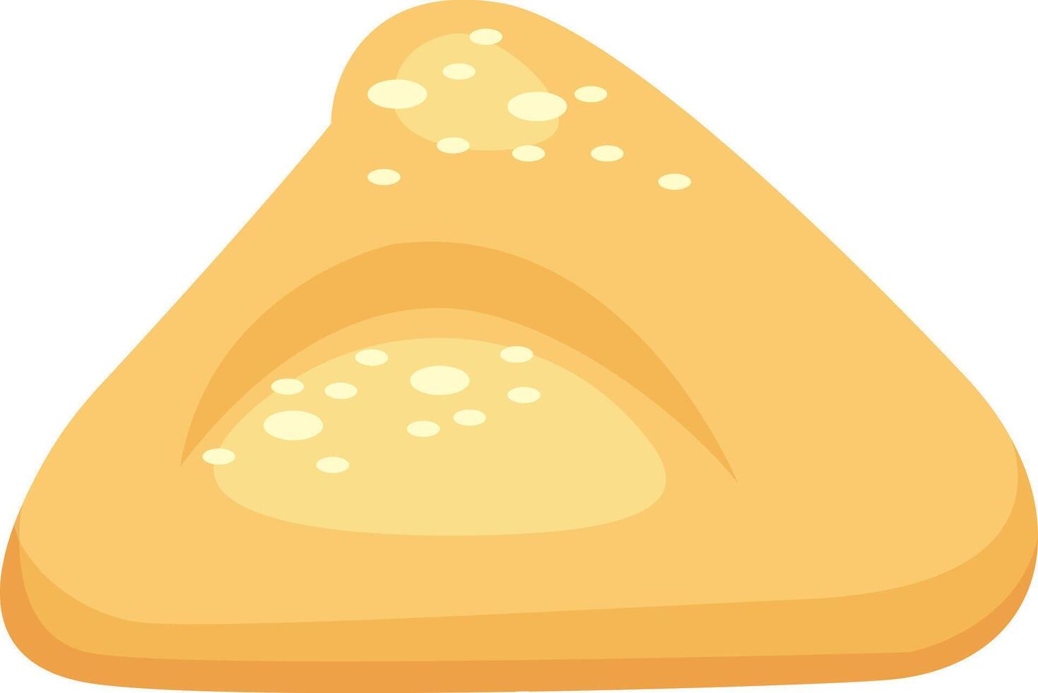 Close up of a golden brown, triangular piece of bread, adorned with sesame seeds, resting against a white backdrop, emphasizing the texture and simplicity of the baked good vector