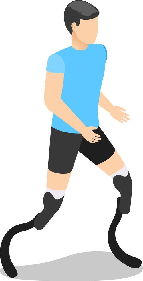 Young athlete with prosthetic legs running, demonstrating resilience, determination, and the power of the human spirit in overcoming physical limitations vector