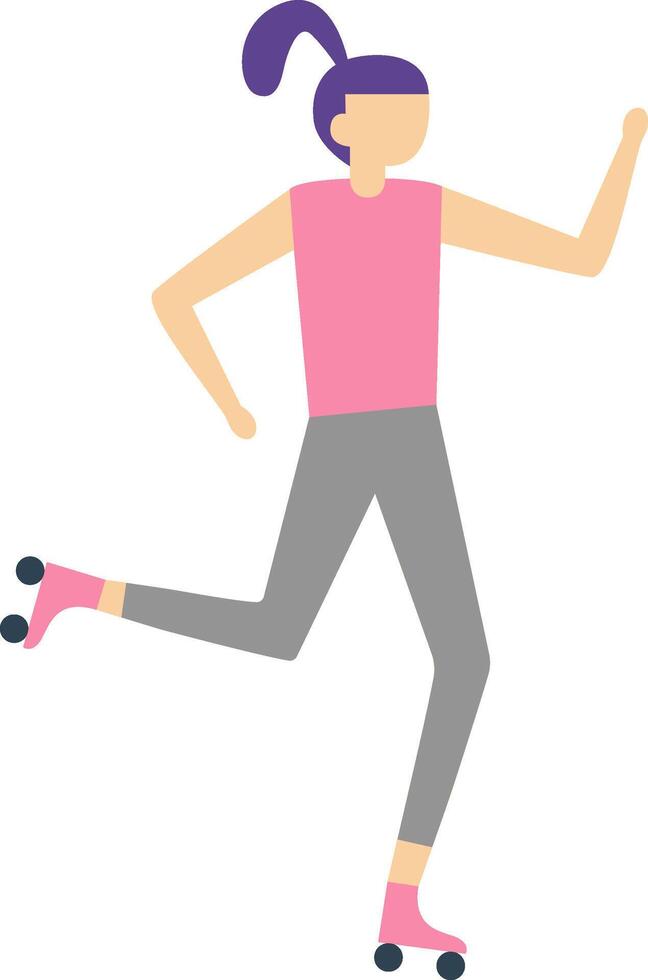 Energetic young woman roller skating outdoors, embracing a healthy lifestyle while enjoying recreational fun and the vibrant joy of movement during sunny spring and summer days vector