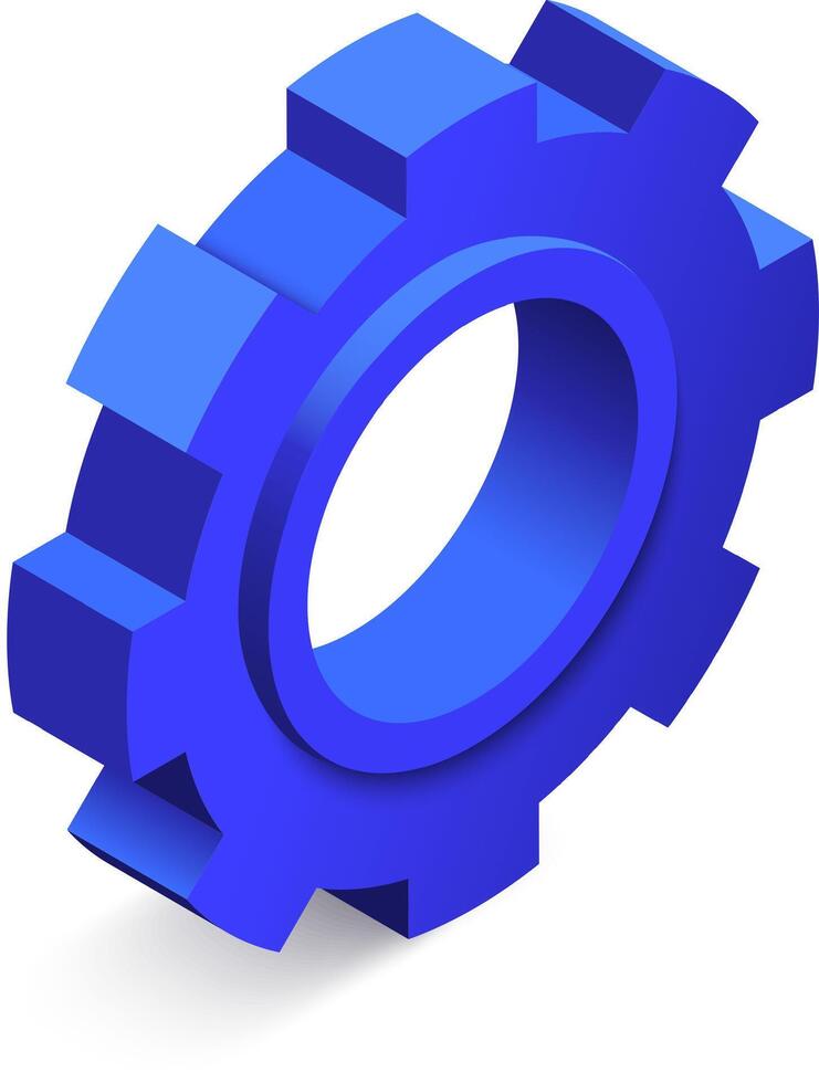 Blue gear rotating smoothly, representing a complex mechanism, symbolizing industrial processes, engineering, and teamwork, with a clean design on a white background vector