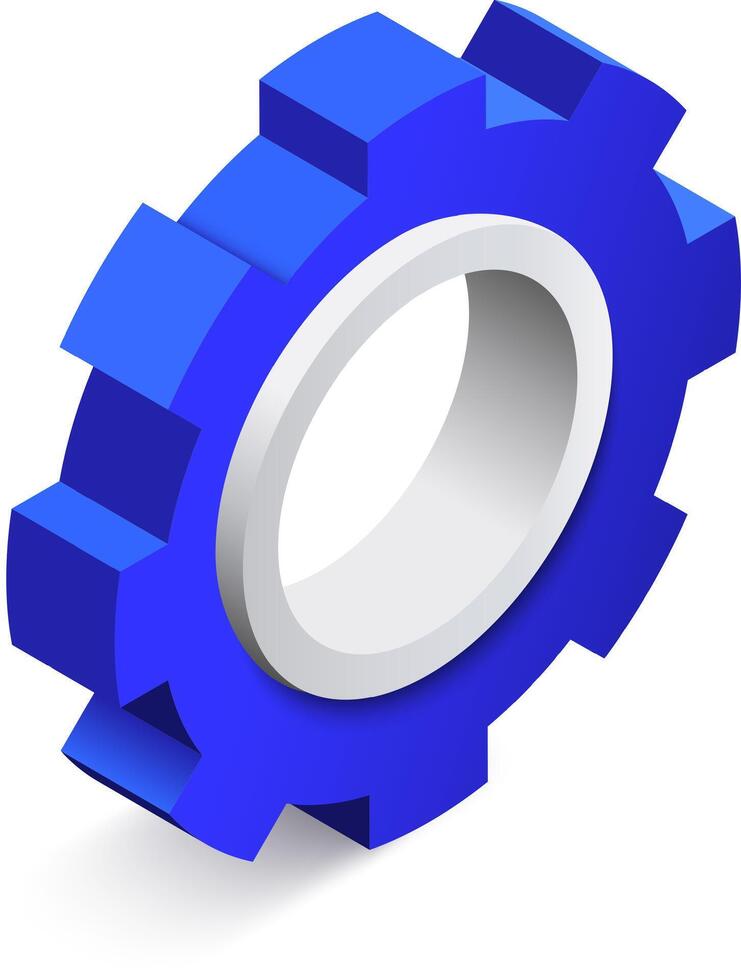 Blue gear rotating and working smoothly, a symbol of engineering, precision, and seamless operation, ideal for representing concepts related to technology, mechanics, and industrial processes vector