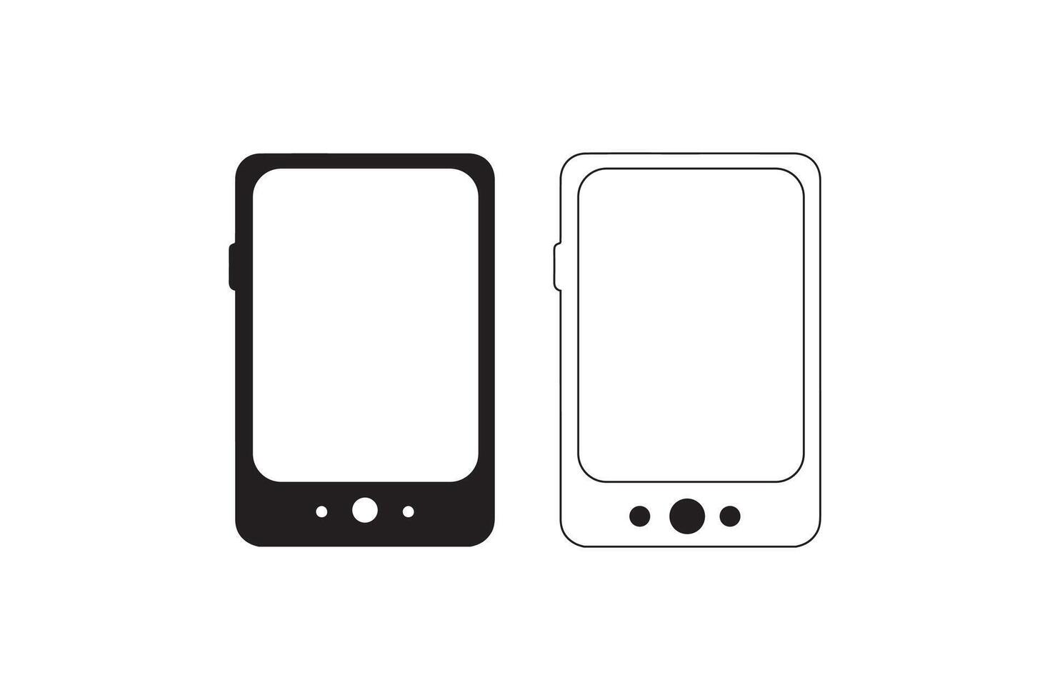 Two cell phones are shown in a black and white drawing vector