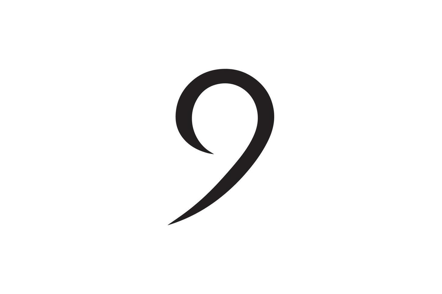 A black and white logo for a number nine vector