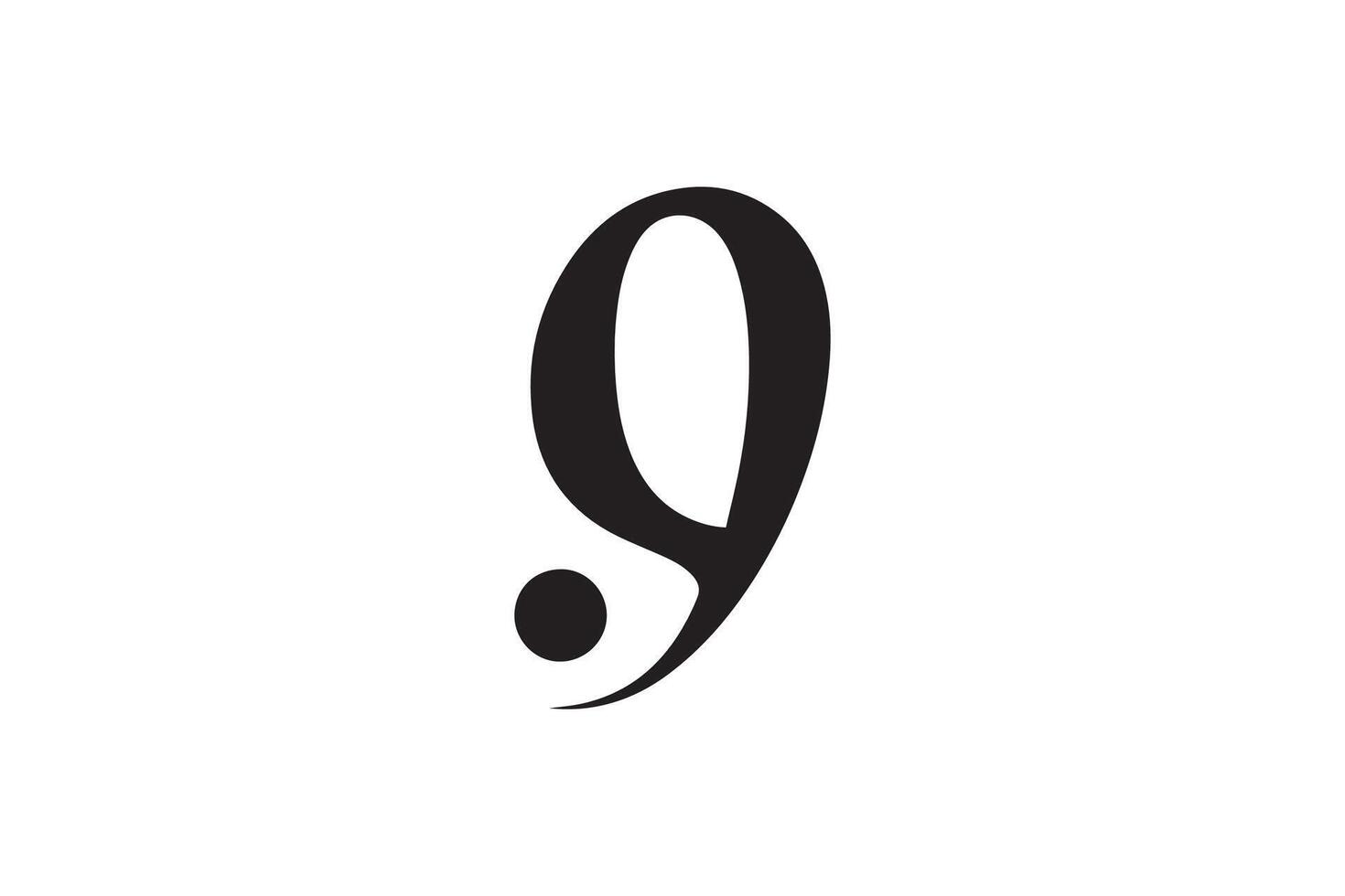The letter p is shown in black and white vector