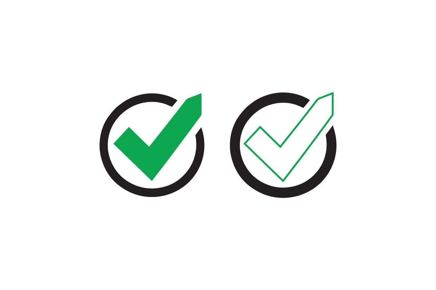 Two green and black check marks on a white background vector