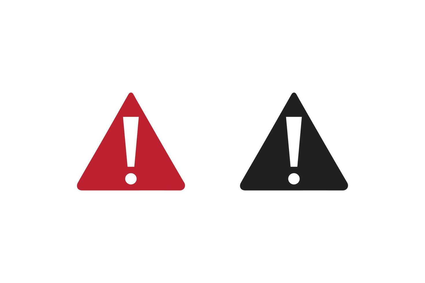 Two red and black warning signs with an exclamation mark vector