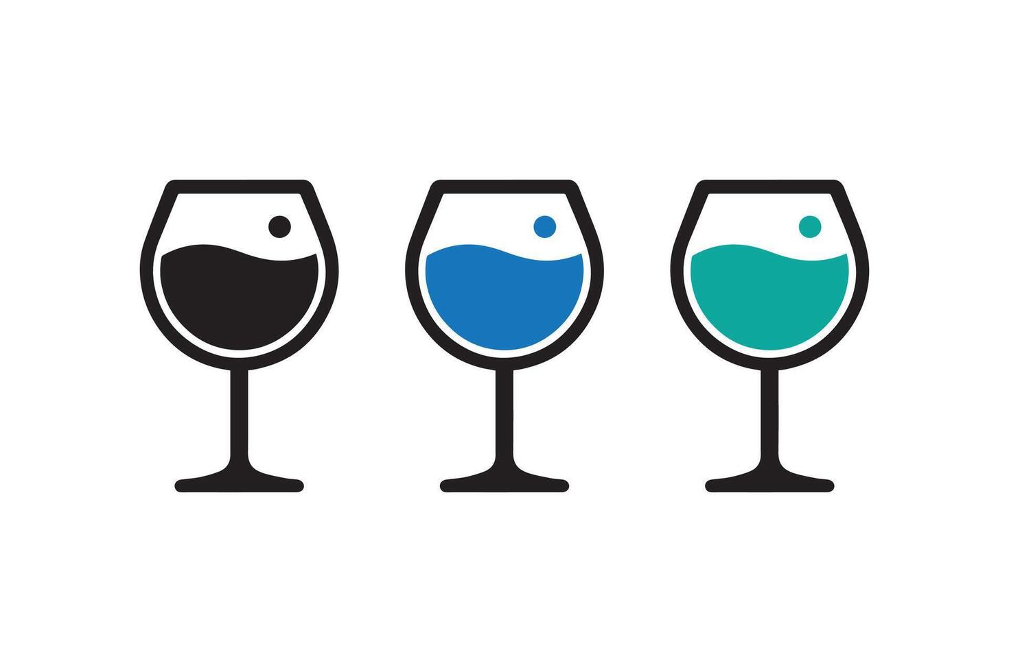 Three wine glasses with different colors vector