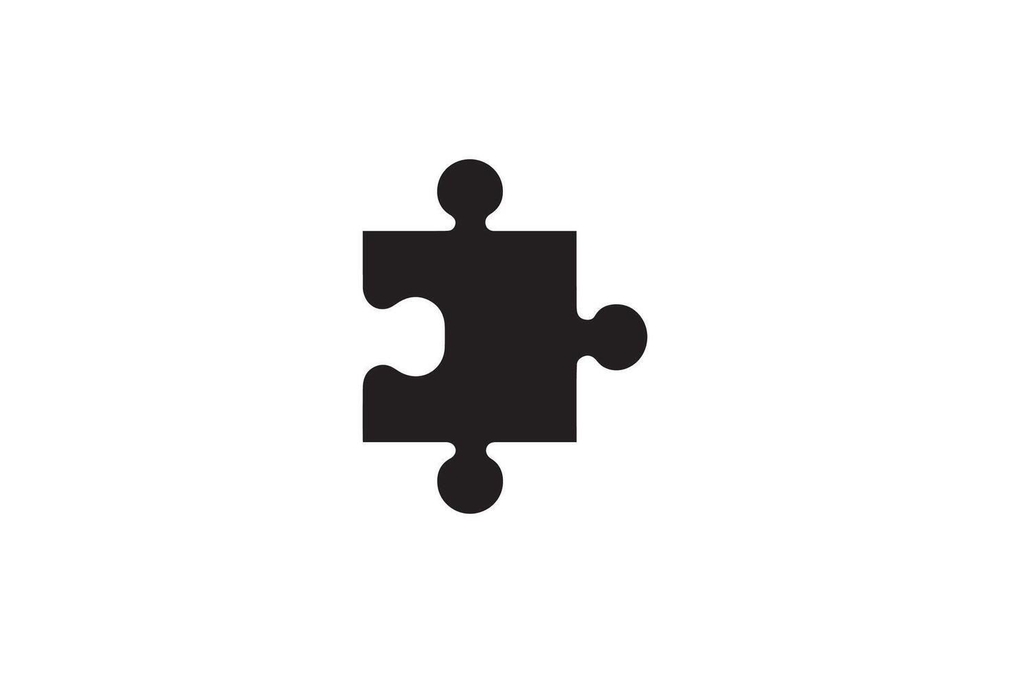 A black and white puzzle piece icon on a white background vector