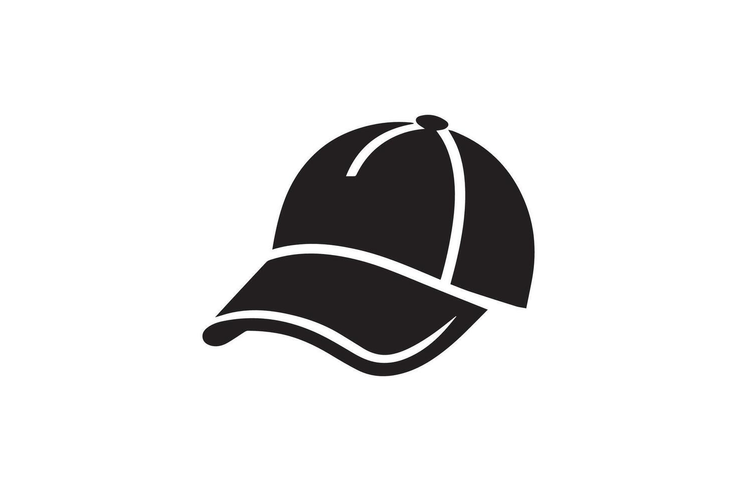 A black and white baseball cap icon vector
