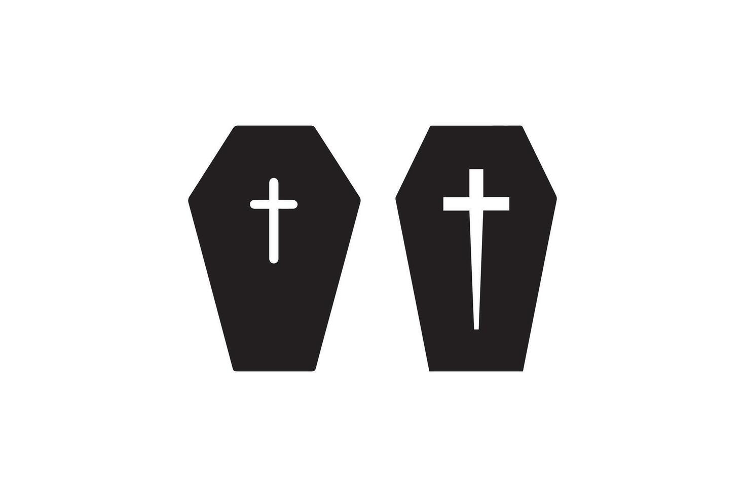Two black and white coffins with crosses on them vector