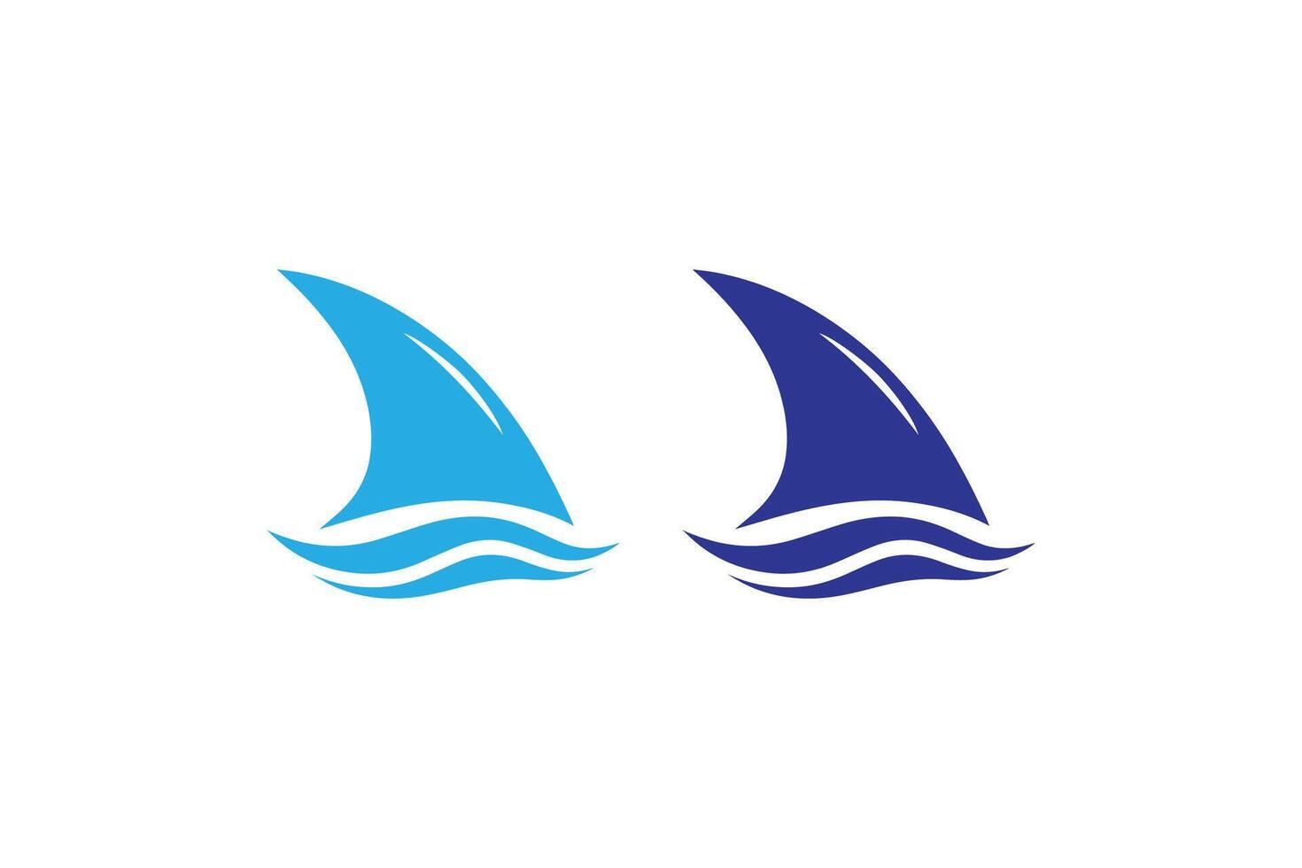 Two blue sailboats with waves on a white background vector