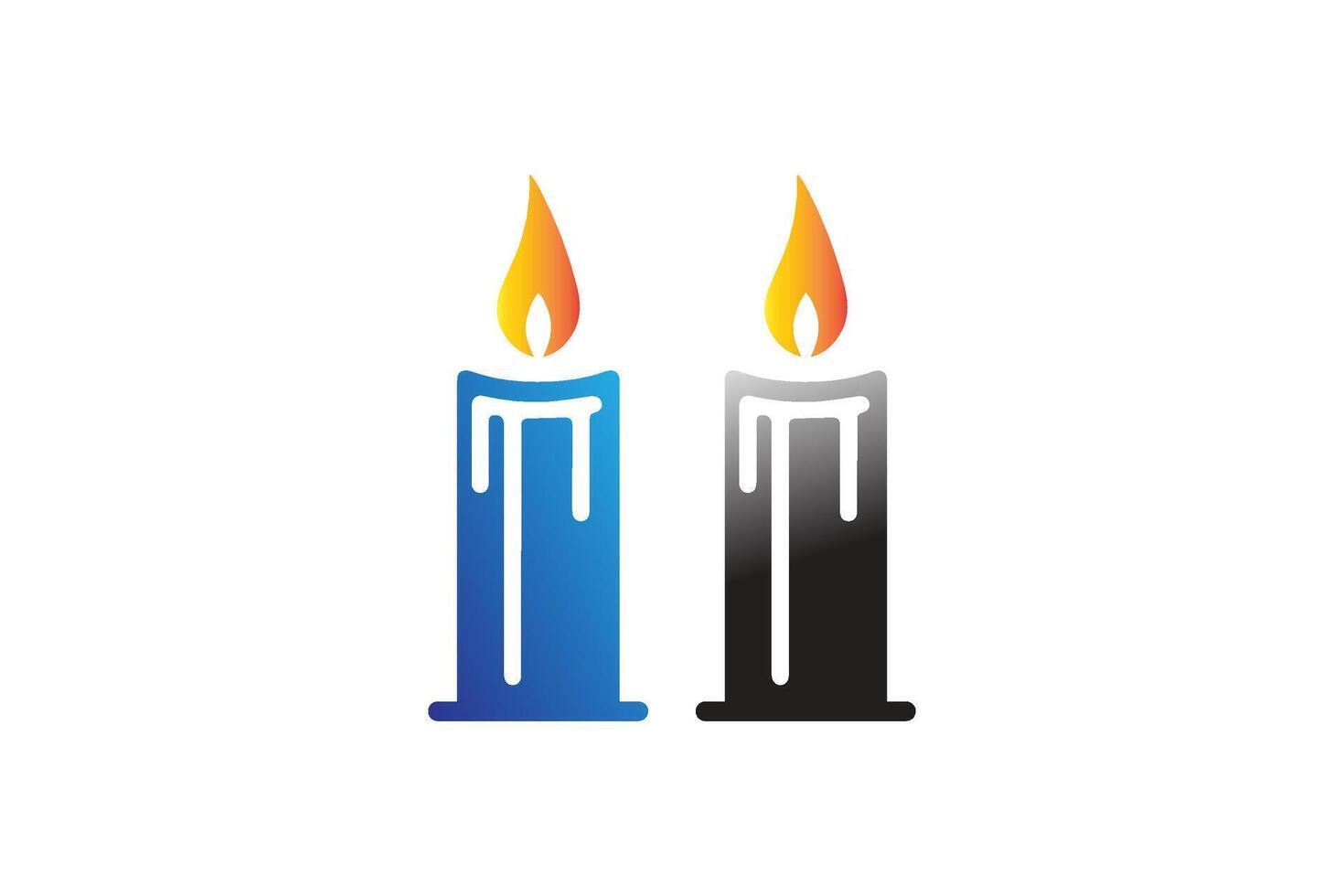 Two candles with blue and black flames on a white background vector