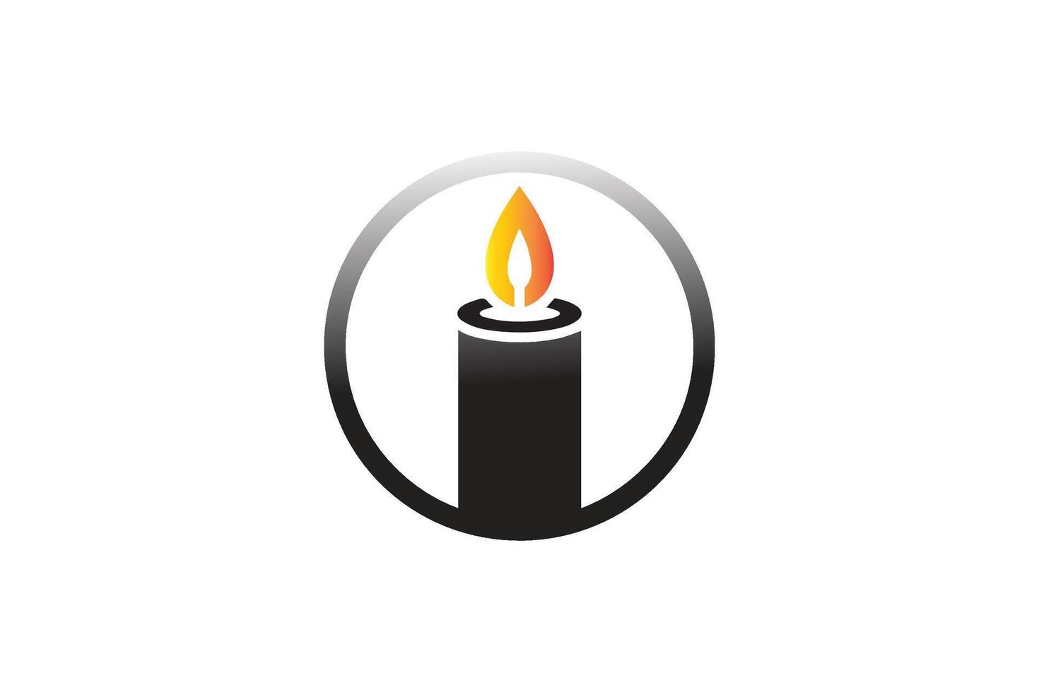 A black and white logo with a lit candle vector