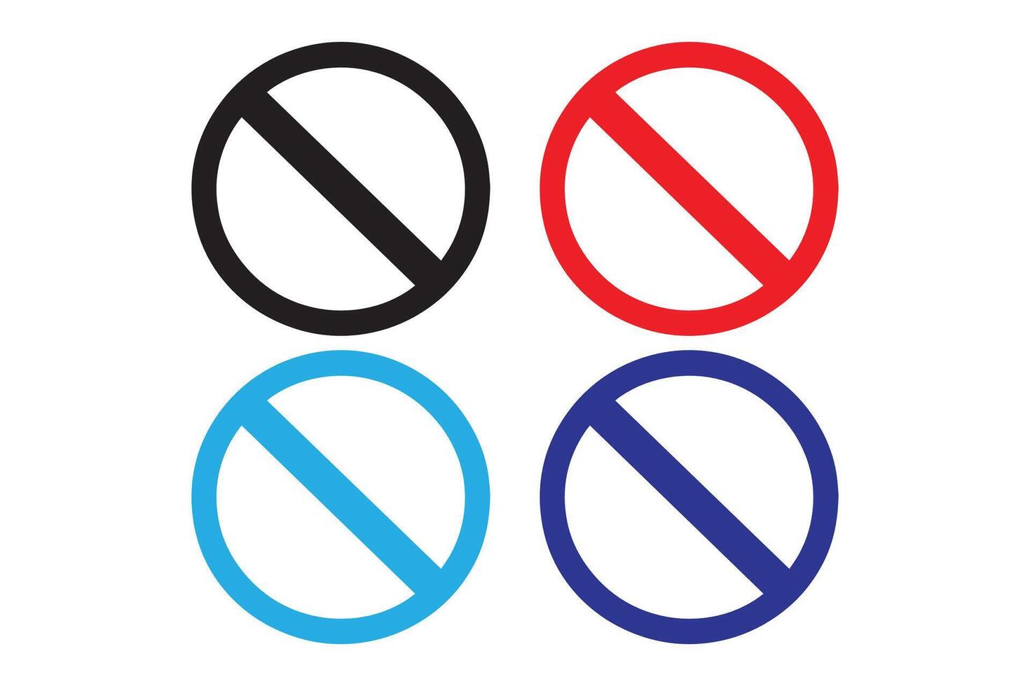 Four different colored no entry signs on a white background vector