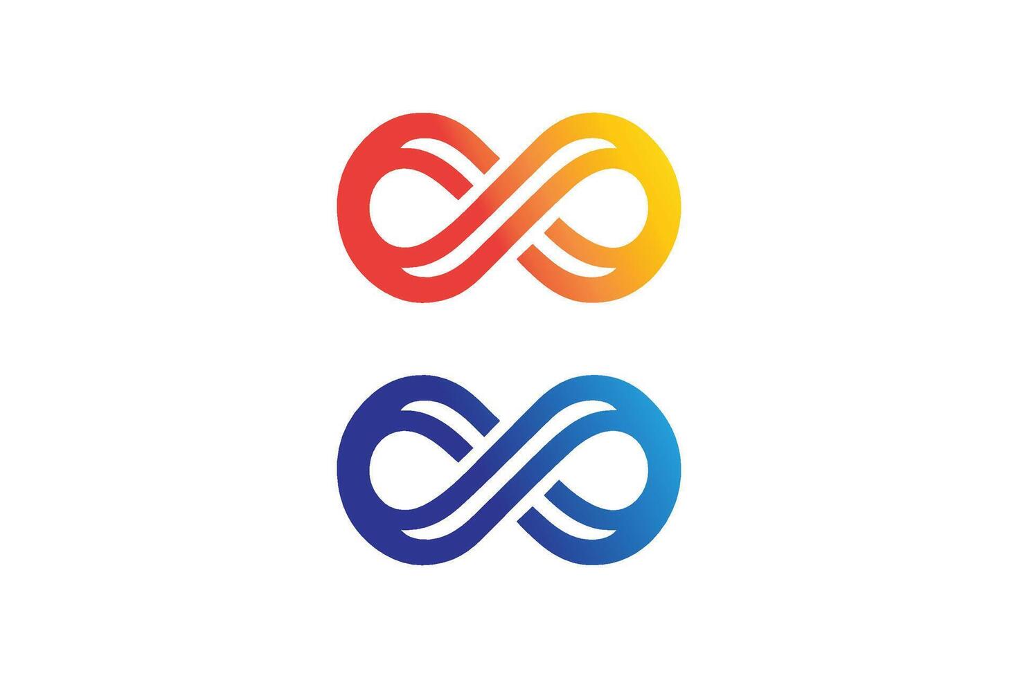 Two colorful infinity symbols on a white background vector