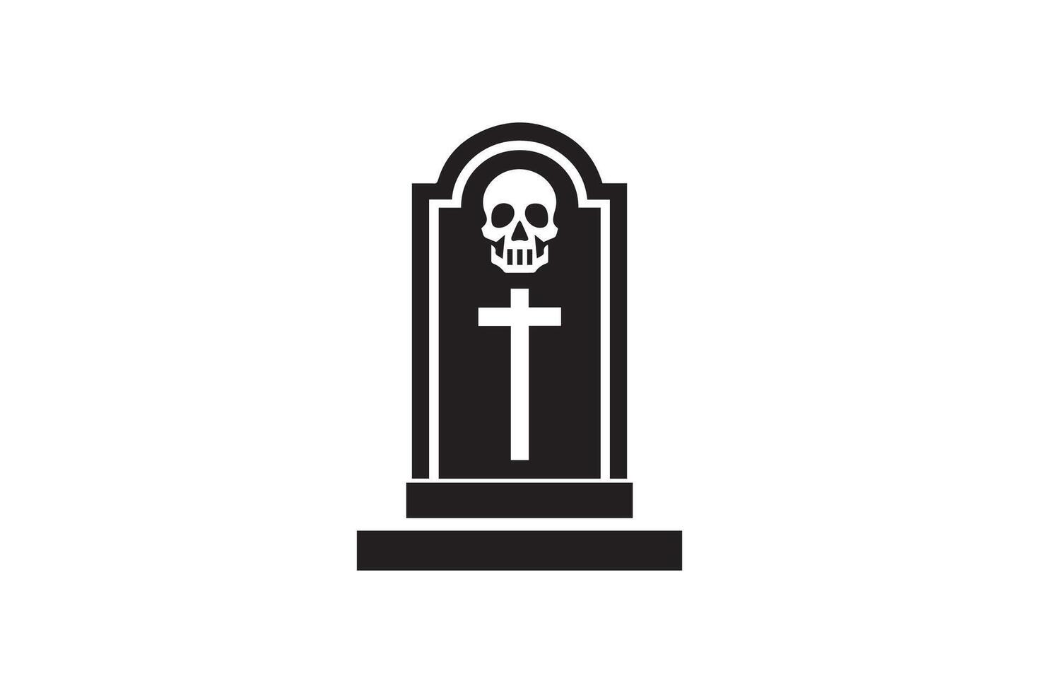 A skull and cross on a tombstone vector