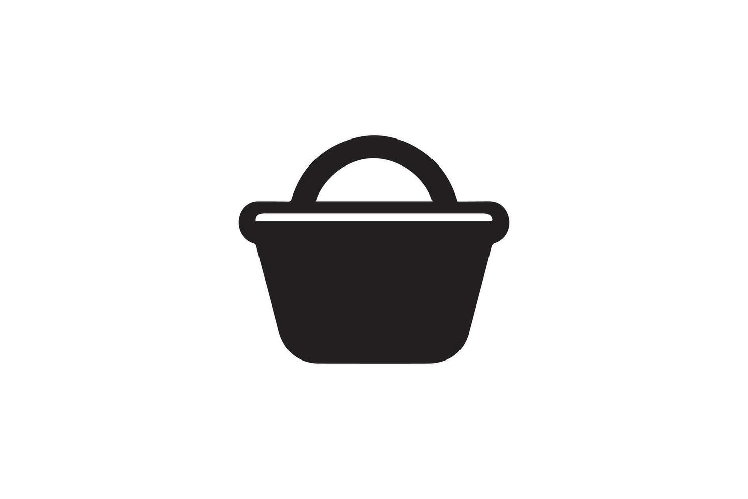 A black and white icon of a bucket vector