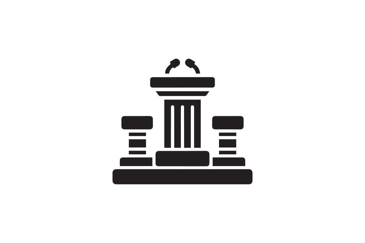 A black and white image of a column with two birds on top vector
