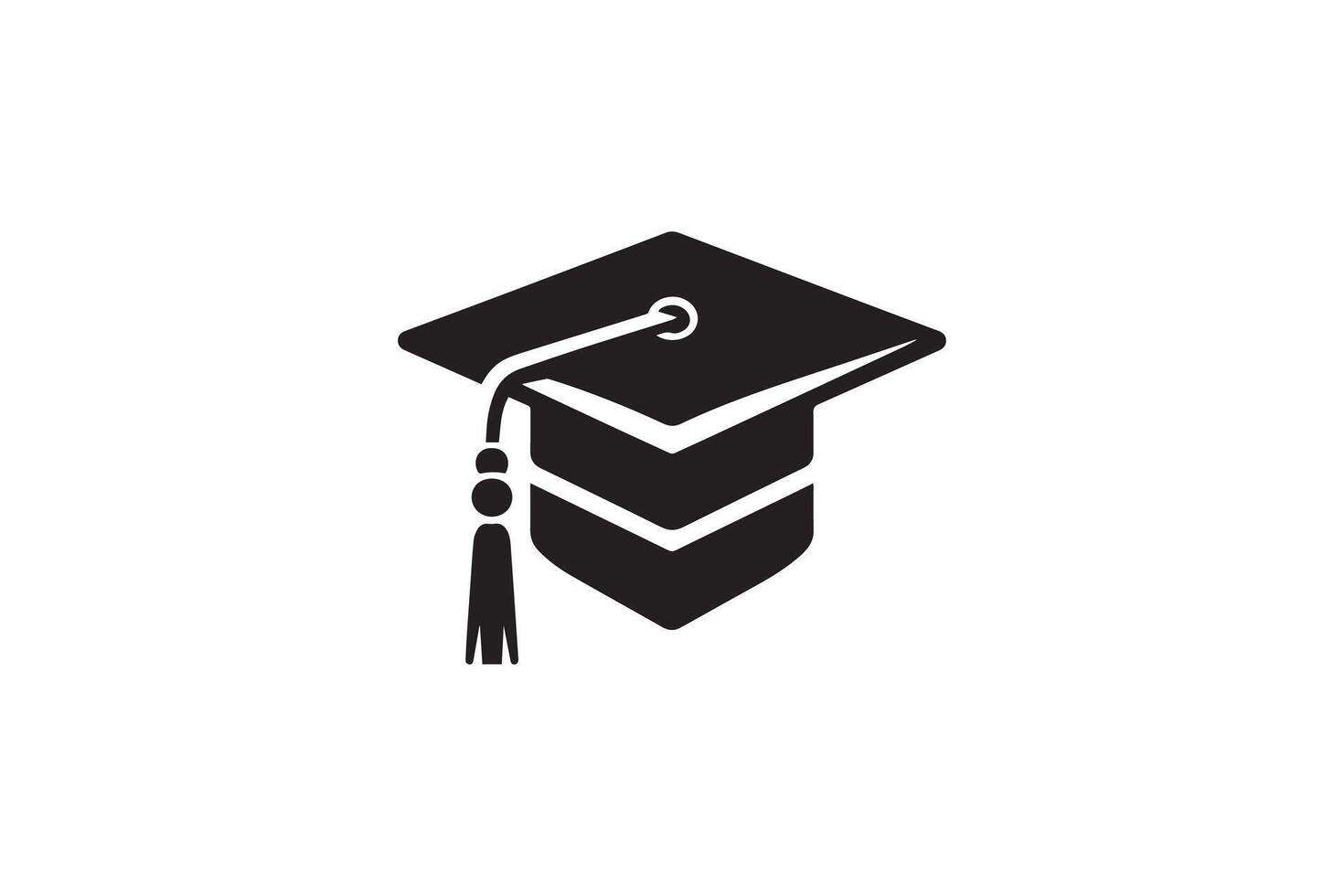 A black and white graduation cap icon vector